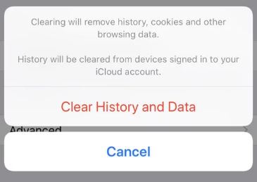 Clear history and data