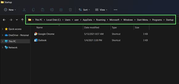 Startup apps in Windows 11